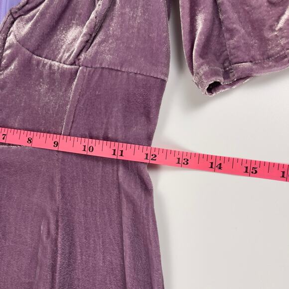 For Love & Lemons Viva Velvet Deep V Mini Dress in Lilac Womens XS - Picture 13 of 15